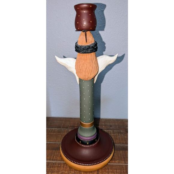 VTG 1997 Williraye Studio Christmas Holiday Angel Folk Art Candle Holder WW2227 - Picture 4 of 9